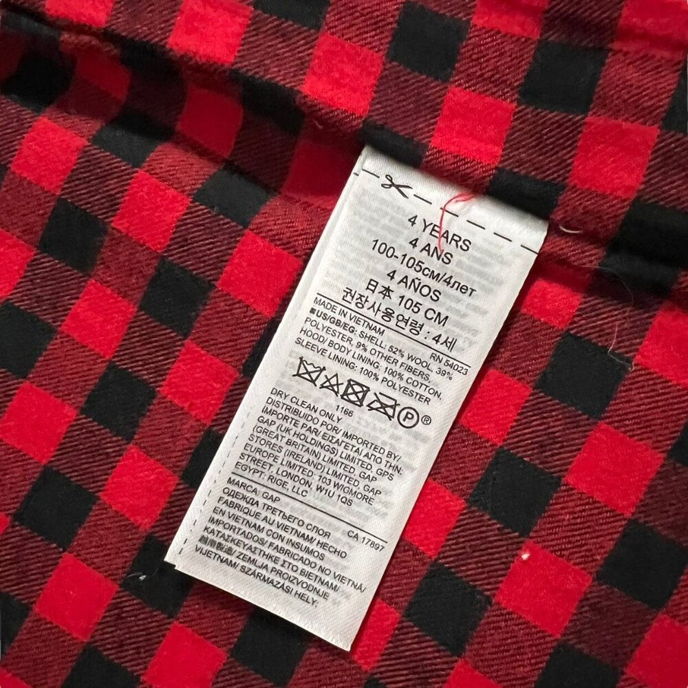 Baby Gap 4Y Red Wool Hooded Toggle Coat Peacoat - Picture 6 of 7